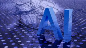 blue AI logo for online AI courses